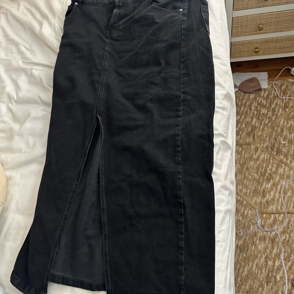 ASOS Black Midi Skirt with Front Split